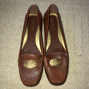 Ralph Lauren leather and gold loafers - new